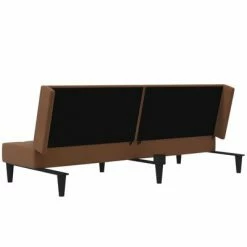 VidaXL Canapé-lit à 2 places Marron Tissu microfibre -Canapés Soldes 2022 image 5 340659