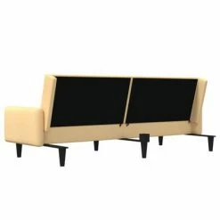 VidaXL Canapé-lit à 2 places Crème Tissu microfibre -Canapés Soldes 2022 image 5 340670
