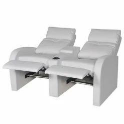 VidaXL Fauteuil inclinable à LED à 2 places Cuir artificiel Blanc -Canapés Soldes 2022 image 6 243595