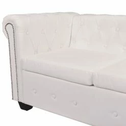 VidaXL Canapé d'angle Chesterfield 6 places Cuir artificiel Blanc -Canapés Soldes 2022 image 6 243616