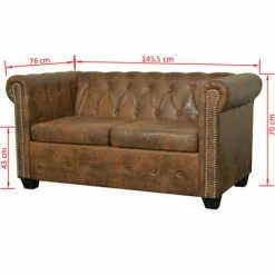 VidaXL Canapé Chesterfield 2 places Cuir artificiel Marron 11 VidaXL Canapé Chesterfield 2 places Cuir artificiel Marron -Canapés Soldes 2022 image 6 243619