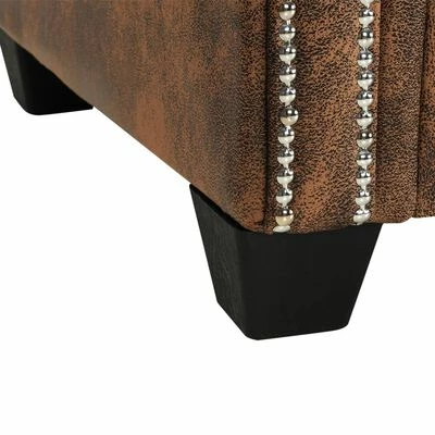 VidaXL Canapé Chesterfield en forme de L Cuir daim synthétique Marron 6 VidaXL Canapé Chesterfield en forme de L Cuir daim synthétique Marron – Image 6