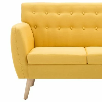 VidaXL Canapé à 3 places Revêtement en tissu 172x70x82 cm Jaune 6 VidaXL Canapé à 3 places Revêtement en tissu 172x70x82 cm Jaune – Image 6