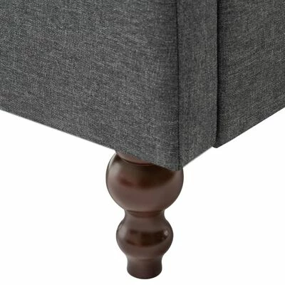 VidaXL Canapé Chesterfield à 3 places Revêtement en tissu Gris foncé 6 VidaXL Canapé Chesterfield à 3 places Revêtement en tissu Gris foncé – Image 6