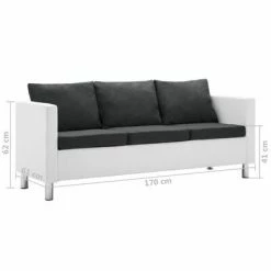 VidaXL Canapé à 3 places Faux cuir Blanc et gris foncé 11 VidaXL Canapé à 3 places Faux cuir Blanc et gris foncé -Canapés Soldes 2022 image 6 247175
