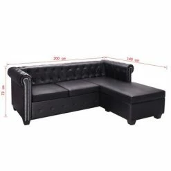 VidaXL Canapé Chesterfield en forme de L Cuir synthétique Noir 11 VidaXL Canapé Chesterfield en forme de L Cuir synthétique Noir -Canapés Soldes 2022 image 6 275224
