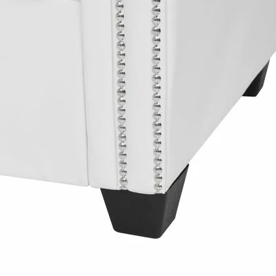 VidaXL Canapé Chesterfield en forme de L Cuir synthétique Blanc 6 VidaXL Canapé Chesterfield en forme de L Cuir synthétique Blanc – Image 6