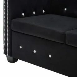 VidaXL Canapés Chesterfield 2 pcs Revêtement en velours Noir -Canapés Soldes 2022 image 6 275615