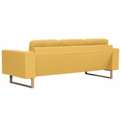 VidaXL Canapé à 3 places Tissu Jaune 6 VidaXL Canapé à 3 places Tissu Jaune – Image 6