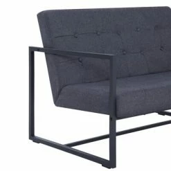 VidaXL Sofa à 2 places avec accoudoirs Gris foncé Acier et tissu -Canapés Soldes 2022 image 6 282162