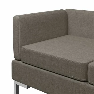 VidaXL Ensemble de canapés 2 pcs Tissu Taupe 6 VidaXL Ensemble de canapés 2 pcs Tissu Taupe – Image 6