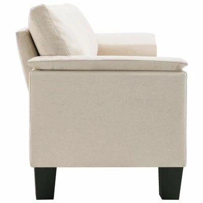 VidaXL Canapé à 3 places Crème Tissu 6 VidaXL Canapé à 3 places Crème Tissu – Image 6