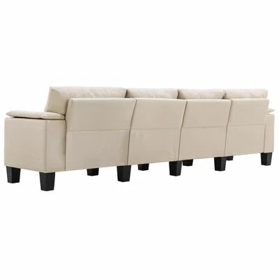 VidaXL Canapé à 4 places Crème Tissu 6 VidaXL Canapé à 4 places Crème Tissu – Image 6