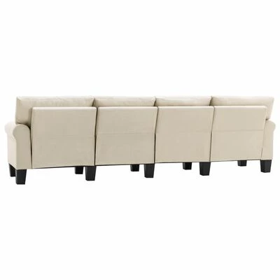 VidaXL Canapé à 4 places Crème Tissu 6 VidaXL Canapé à 4 places Crème Tissu – Image 6