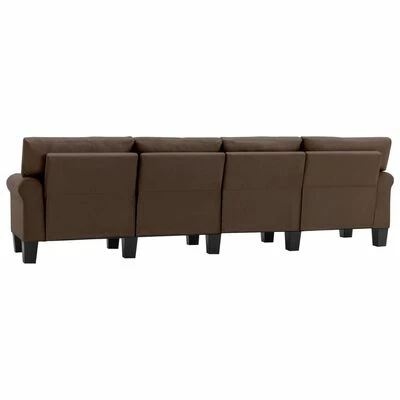 VidaXL Canapé à 4 places Marron Tissu 6 VidaXL Canapé à 4 places Marron Tissu – Image 6
