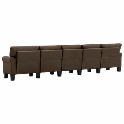 VidaXL Canapé à 5 places Marron Tissu 6 VidaXL Canapé à 5 places Marron Tissu – Image 6