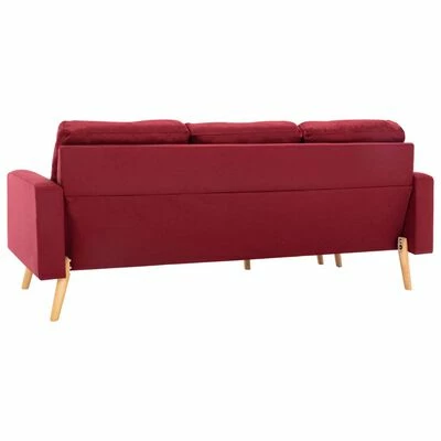 VidaXL Canapé à 3 places avec repose-pied Rouge bordeaux Tissu 6 VidaXL Canapé à 3 places avec repose-pied Rouge bordeaux Tissu – Image 6