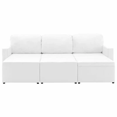 VidaXL Canapé-lit modulaire 3 places Blanc Similicuir 6 VidaXL Canapé-lit modulaire 3 places Blanc Similicuir – Image 6