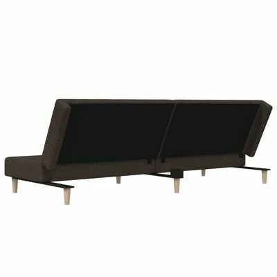VidaXL Canapé-lit à 2 places avec repose-pied Marron foncé Tissu 6 VidaXL Canapé-lit à 2 places avec repose-pied Marron foncé Tissu – Image 6