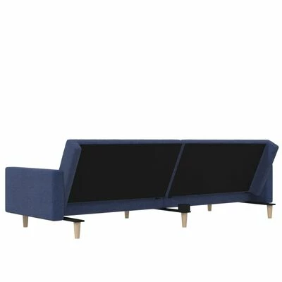 VidaXL Canapé-lit à 2 places avec repose-pied Bleu Tissu 6 VidaXL Canapé-lit à 2 places avec repose-pied Bleu Tissu – Image 6