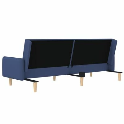 VidaXL Canapé-lit à 2 places avec repose-pied Bleu Tissu 6 VidaXL Canapé-lit à 2 places avec repose-pied Bleu Tissu – Image 6