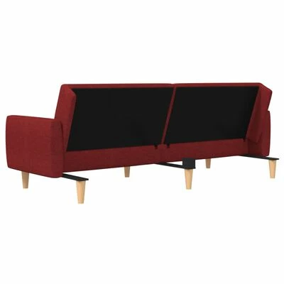 VidaXL Canapé-lit à 2 places avec repose-pied Rouge bordeaux Tissu 6 VidaXL Canapé-lit à 2 places avec repose-pied Rouge bordeaux Tissu – Image 6