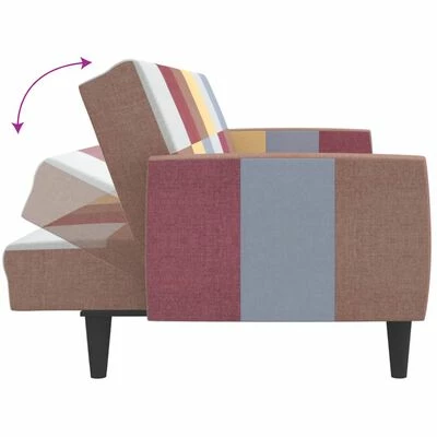 VidaXL Canapé-lit à 2 places avec repose-pied Multicolore Tissu 6 VidaXL Canapé-lit à 2 places avec repose-pied Multicolore Tissu – Image 6