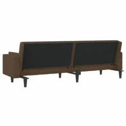 VidaXL Canapé-lit 2 places et deux oreillers repose-pied Marron Tissu -Canapés Soldes 2022 image 6 3080677