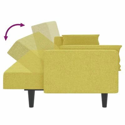 VidaXL Canapé-lit 2 places et deux oreillers repose-pied Vert Tissu 6 VidaXL Canapé-lit 2 places et deux oreillers repose-pied Vert Tissu – Image 6