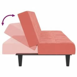 VidaXL Canapé-lit à 2 places avec repose-pied Rose Velours 11 VidaXL Canapé-lit à 2 places avec repose-pied Rose Velours -Canapés Soldes 2022 image 6 3080690