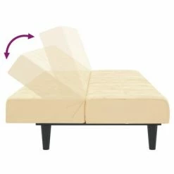 VidaXL Canapé-lit à 2 places avec repose-pied Crème Velours 11 VidaXL Canapé-lit à 2 places avec repose-pied Crème Velours -Canapés Soldes 2022 image 6 3080695