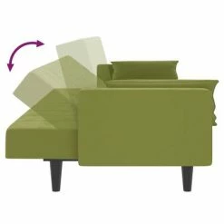 VidaXL Canapé-lit 2 places 2 oreillers repose-pied Vert clair Velours -Canapés Soldes 2022 image 6 3080700