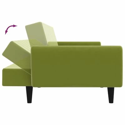 VidaXL Canapé-lit 2 places avec tabouret Vert clair Velours 6 VidaXL Canapé-lit 2 places avec tabouret Vert clair Velours – Image 6