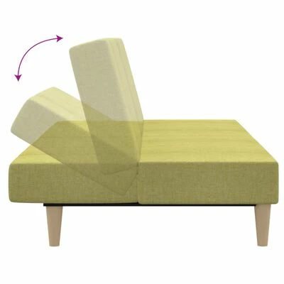 VidaXL Canapé-lit à 2 places avec tabouret Vert Tissu 6 VidaXL Canapé-lit à 2 places avec tabouret Vert Tissu – Image 6