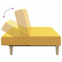 VidaXL Canapé-lit à 2 places avec tabouret Jaune Tissu -Canapés Soldes 2022 image 6 3081769