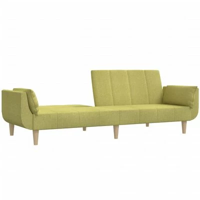 VidaXL Canapé-lit 2 places et tabouret deux oreillers Vert Tissu 6 VidaXL Canapé-lit 2 places et tabouret deux oreillers Vert Tissu – Image 6