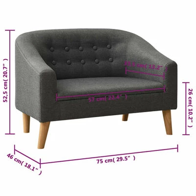 VidaXL Canapé pour enfants Gris Tissu 6 VidaXL Canapé pour enfants Gris Tissu – Image 6