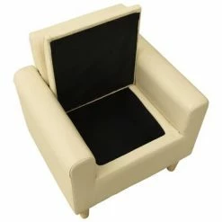 VidaXL Canapé pour enfants Blanc crème Similicuir -Canapés Soldes 2022 image 6 325501