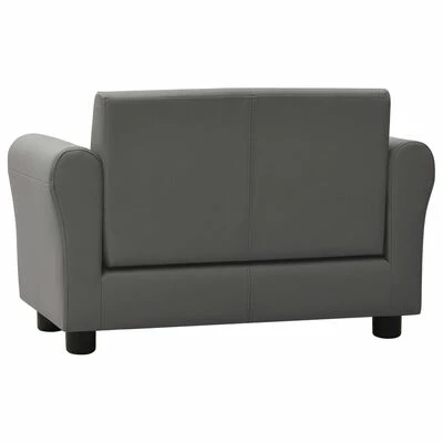 VidaXL Canapé pour enfants avec tabouret Gris Similicuir 6 VidaXL Canapé pour enfants avec tabouret Gris Similicuir – Image 6