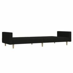 VidaXL Canapé-lit à 2 places Noir Tissu -Canapés Soldes 2022 image 6 337288