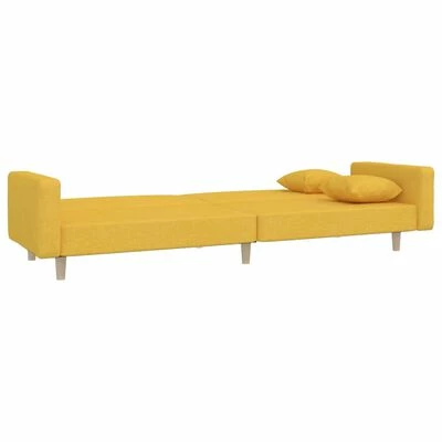 VidaXL Canapé-lit à 2 places avec deux oreillers Jaune Tissu 6 VidaXL Canapé-lit à 2 places avec deux oreillers Jaune Tissu – Image 6