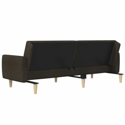 VidaXL Canapé-lit à 2 places Marron foncé Tissu 6 VidaXL Canapé-lit à 2 places Marron foncé Tissu – Image 6