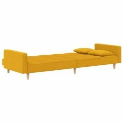 VidaXL Canapé-lit à 2 places avec deux oreillers Jaune Tissu 11 VidaXL Canapé-lit à 2 places avec deux oreillers Jaune Tissu -Canapés Soldes 2022 image 6 337435