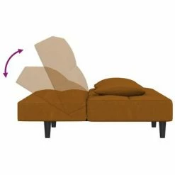 VidaXL Canapé-lit à 2 places avec deux oreillers Marron Velours 11 VidaXL Canapé-lit à 2 places avec deux oreillers Marron Velours -Canapés Soldes 2022 image 6 337448