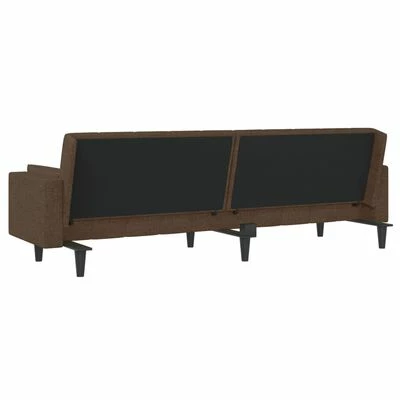 VidaXL Canapé-lit à 2 places avec deux oreillers Marron Tissu 6 VidaXL Canapé-lit à 2 places avec deux oreillers Marron Tissu – Image 6