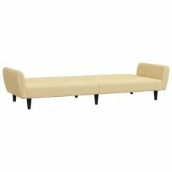 VidaXL Canapé-lit à 2 places Crème Velours -Canapés Soldes 2022 image 6 337545