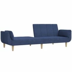 VidaXL Canapé-lit à 2 places avec deux oreillers Bleu Tissu -Canapés Soldes 2022 image 6 337564