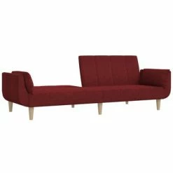 VidaXL Canapé-lit à 2 places avec deux oreillers Rouge bordeaux Tissu -Canapés Soldes 2022 image 6 337567