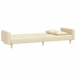 VidaXL Canapé-lit à 2 places avec deux oreillers Crème Tissu -Canapés Soldes 2022 image 6 337607