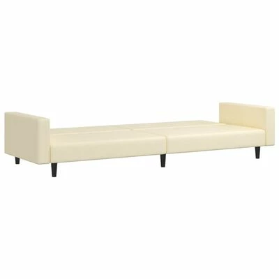 VidaXL Lit de jour à 2 places Crème Similicuir 6 VidaXL Lit de jour à 2 places Crème Similicuir – Image 6